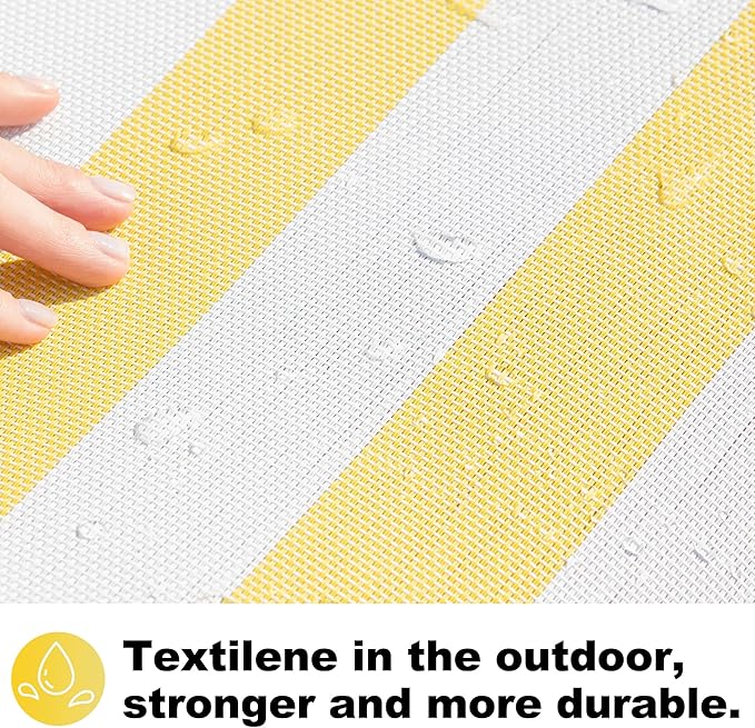 Waterproof Double Hammock with Stand for Outside 2 Person 55'' Large Quick Dry Textilene Hammocks with Hardwood Spreader Bar, Pillow, Pockets, for Outdoor, 475lbs Capacity (Yellow & White)