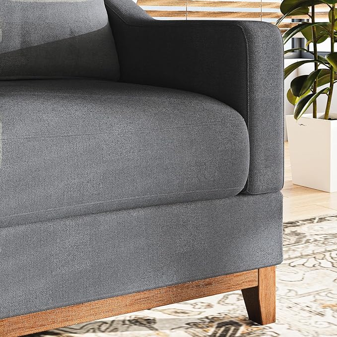 COLAMY Accent Single Sofa Chair with Arms,Comfy Upholstered Reading Accent Chairs for Bedroom,Single Sofa Chair with Wood Legs (Dark Grey)