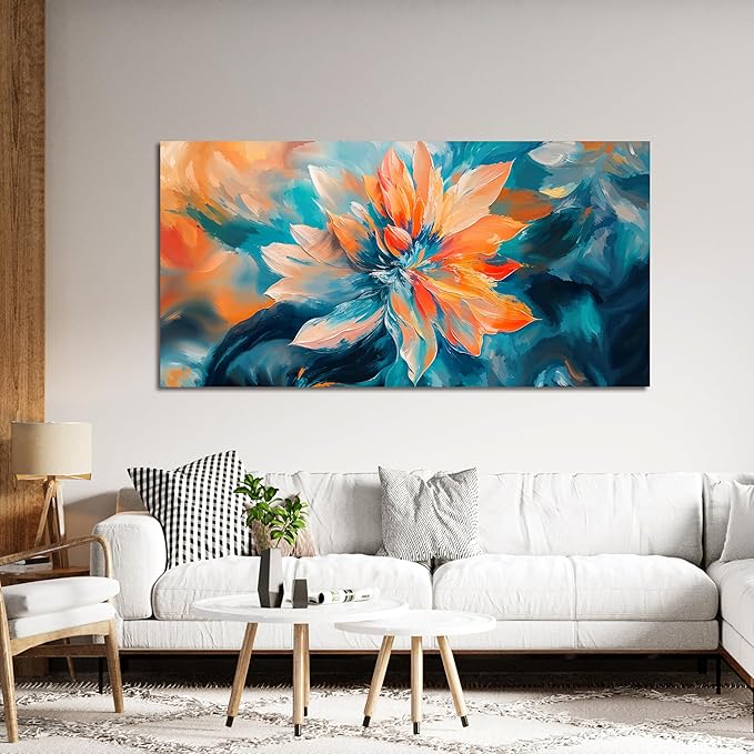 KUPTEU Canvas Wall Art Decor Wal Art Pictures for Living Room Colorful Flowers Wall Art Prints Decorations Canvas Art Wall Decor Artwork for Walls Bedroom Office Home Aesthetic Decor 20" X 40"