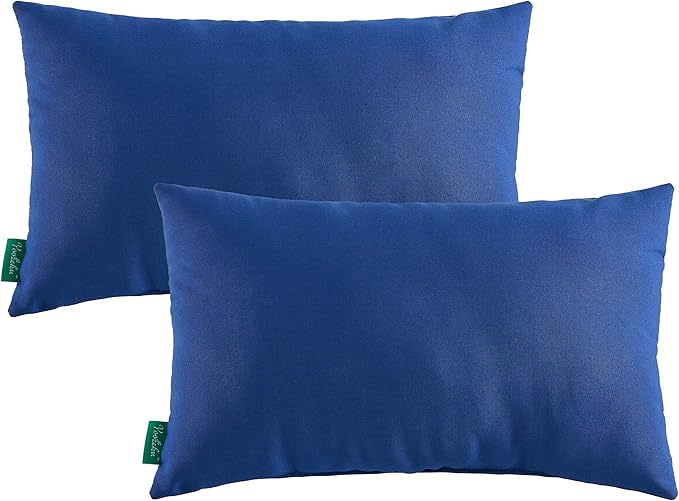 Indoor Outdoor Lumbar Pillows,Waterproof Outdoor Pillows Set of 2 for Patio Furniture,12×20 Inch,Navy Blue