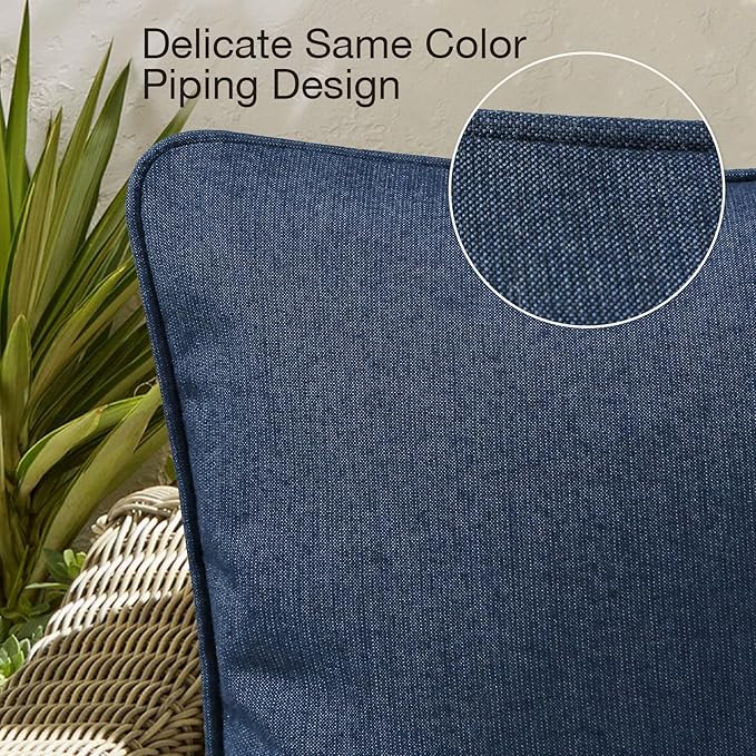 Outdoor Sunbrella Decorative Throw Pillow Covers Only, Pack of 4, 17"x17" & 20"x12" Water Repellent Replacement Lumbar Pillow Case for Patio, Couch, Sofa and Patio Furniture, Specrtum Indigo