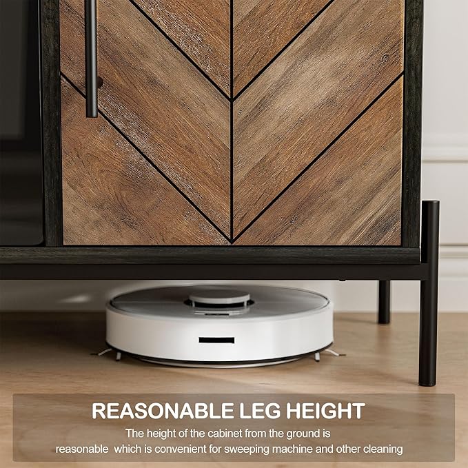 BELLEZE 68" TV Stand with 36" Electric Fireplace Heater, Entertainment Center with Storage Cabinet, Console Table for TVs up to 75" for Living Room, Bedroom - Harper (Black Ebony)