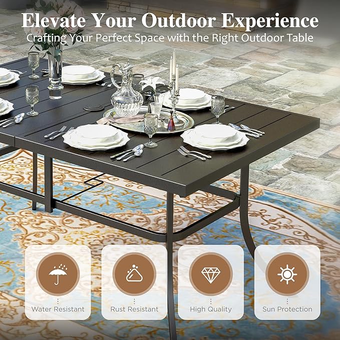 HERA'S HOUSE 7 Pieces Patio Table and Chairs Set, Outdoor Dining Set for 7, Patio Dining Set of 4 Cushioned Woven Rattan Patio Swivel Chairs, 2 Patio Dining Chairs and 1 Black Metal Table