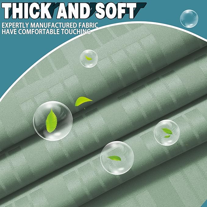 Extra Long No Hook Sage Green Shower Curtain with Snap in Liner Set, Hotel Luxury Shower Curtains for Bathroom with See Through Top Window, Waterproof, Washable 71W x 84H