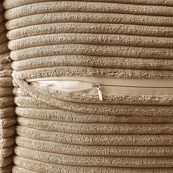 MIULEE Decorative Throw Pillow Covers for Couch Bed Livingroom 20x20 Inch Set of 2 Khaki Boho Accent Throw Pllows Broadside Striped Patchwork Soft Corduroy Pillowcases