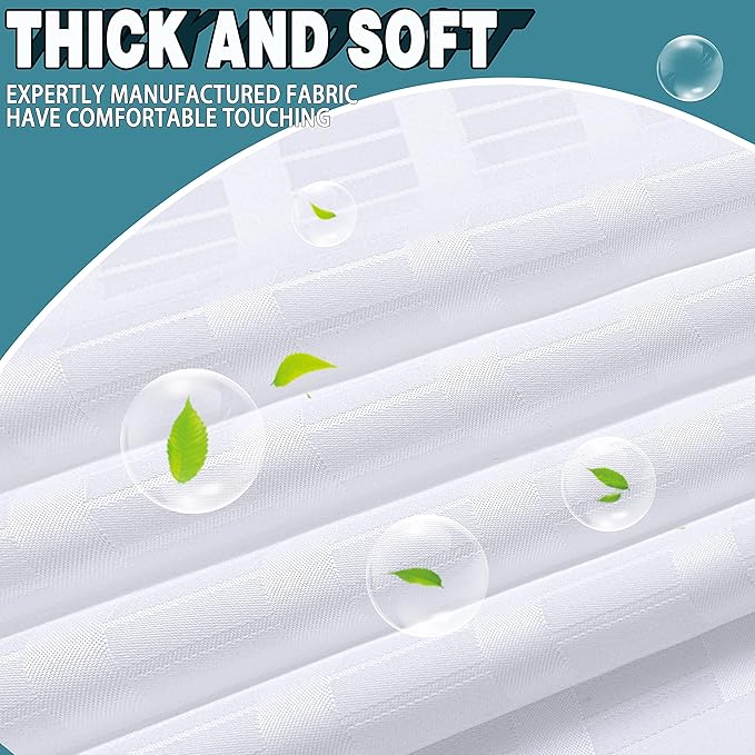 Extra Long No Hook Shower Curtain with Snap in Liner Set, Hotel Luxury White Shower Curtains for Bathroom with See Through Top Window, Waterproof, Washable 71W x 84H