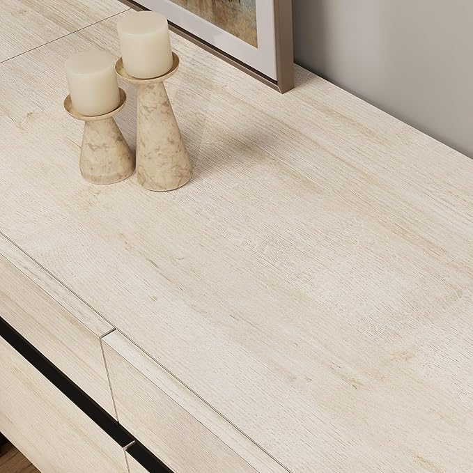 Wampat Modern TV Stand for 40 inch TVs, Entertainment Center Console with Adjustable Shelves and Metal Base for Living Room, Bedroom, Light Oak