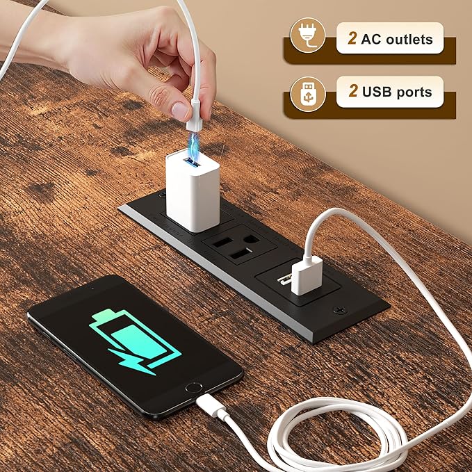 TV Stand for 55 60 inch TV, Large Wall Unit Entertainment Center with LED Lights & Power Outlets, TV Stands for Living Room, Closet, Entryway,13.8" D x 55" W x 61" H, Rustic Brown