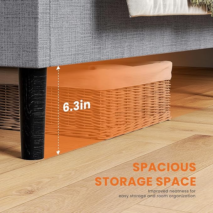 Sweetcrispy Queen Size Bed Frame - Fabric Upholstered Platform Bed with Headboard, 800LBS Sturdy Wooden Slats Support, No Box Spring Needed, Noise Free, Easy Assembly, Grey