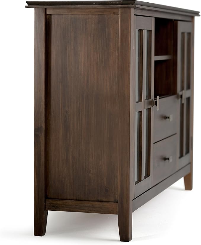 SIMPLIHOME Artisan SOLID WOOD 53 Inch Wide Transitional TV Media Stand in Natural Aged Brown for TVs up to 60 Inches, For the Living Room and Entertainment Center