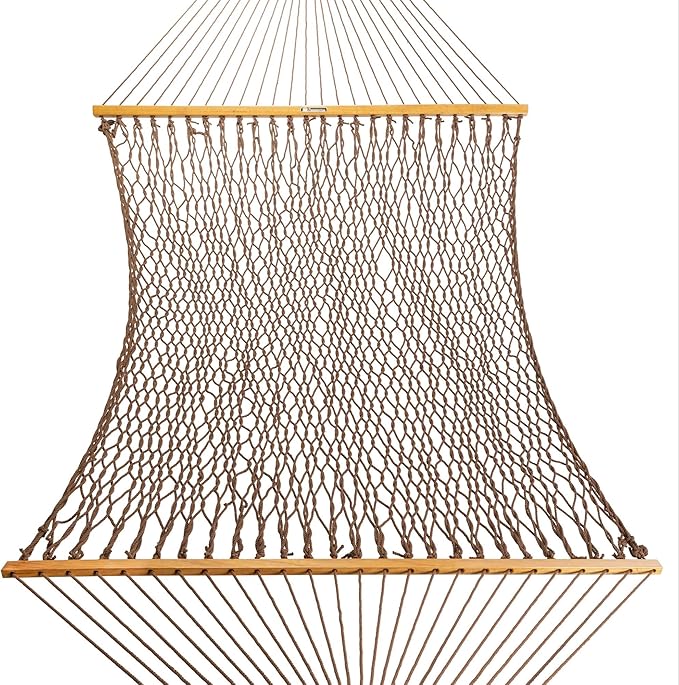 Original Pawleys Island 15DCAB Presidential Antique Brown Duracord Rope Hammock w/Extension Chains & Tree Hooks, Handcrafted in The USA, Accommodates 2 People, 450 LB Weight Capacity, 13 ft. x 65 in.