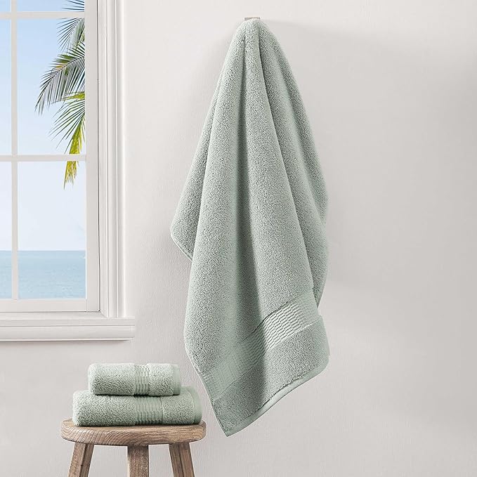Tommy Bahama - Bath Towels Set, Soft & Highly Absorbent Cotton, Low Linting & Fade Resistant Bathroom Essentials (Long Branch Green, 3-Piece)