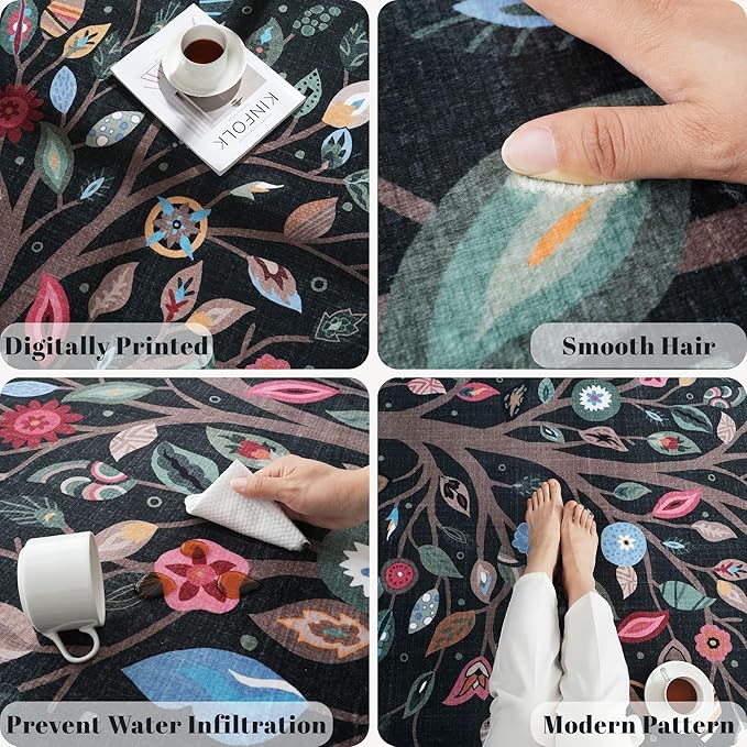 Door Mat Indoor Entrance 2x3 Rug Floral Tree Machine Washable Small Area Rug Bohemian Non-Slip Low Pile Throw Rugs for Entryway, Kitchen, Front Door Indoor Entrance, Entry, Kids Room, Green