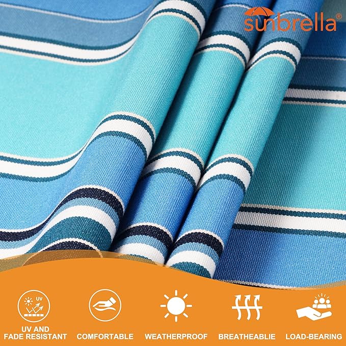 Lazy Daze 12 FT Sunbrella Fabric Hammock with Spreader Bars and Free Pillow Fits for Two Persons, All Weather and Fade Resistant for Patio Yard, 450 lbs Weight Capacity, Dolce Oasis