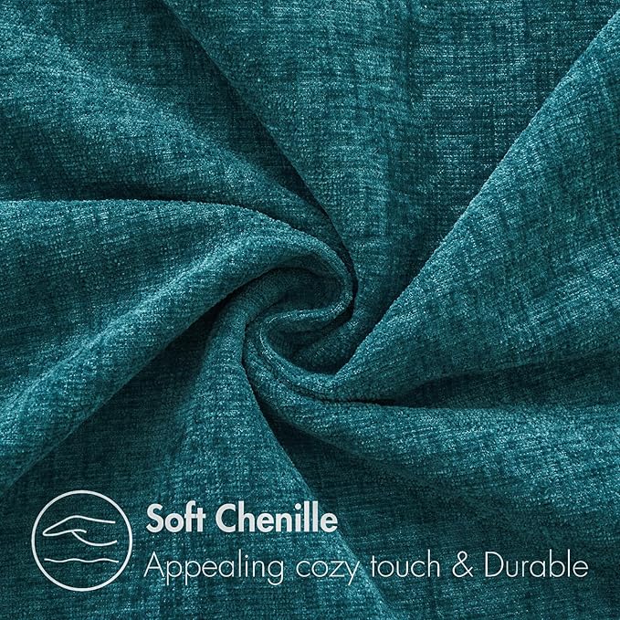 MIULEE Pack of 2 Dark Teal Throw Pillow Covers 18x18 Inch Soft Chenille Pillow Covers for Sofa Living Room Couch Solid Dyed Cases