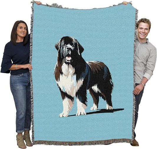 Pure Country Weavers Newfoundland Dog Woven Blanket - Gift Cotton Tapestry Throw - Made in The USA - 72" x 54"