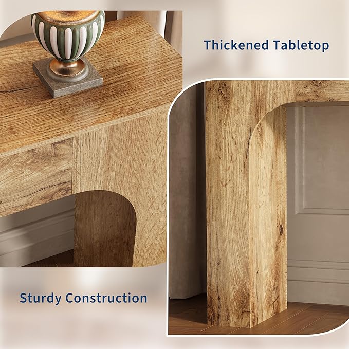 GarveeHome 63 Inch Farmhouse Console Table, Narrow Wood Entryway Sofa Table Behind Couch, Slim Rustic Hallway Furniture for Living Rooms, Foyers & Apartments, Oak