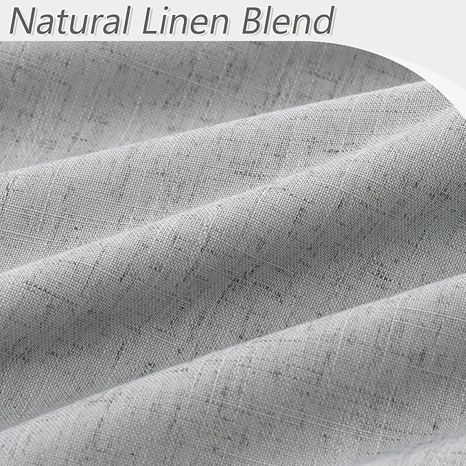 Sliver Grey Blackout Curtains 96 Inch Length 2 Panels Set for Living Room Bedroom Back Tab Thermal Insulated 100% Black Out Linen Drapes Room Darkening Window Curtains 96 Inches Long Sliver Grey
