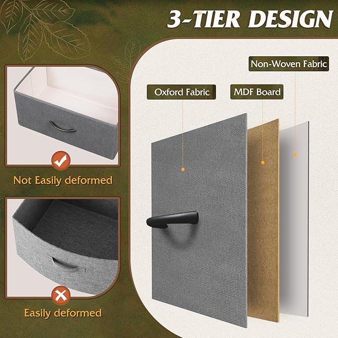 WLIVE Grey TV Stand for 40, 45 inch TV, Entertainment Center with LED Lights & Charging Station, TV Media Console Table with 6 Fabric Drawers and Open Shelves for Living Room, Hallway, Dark Grey