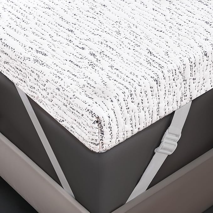Subrtex Cooling Mattress Topper Cover Queen Size 4 Inch (Only Cover) Mattress Topper Protector Bedding Removable Encasement with Zipper Closure