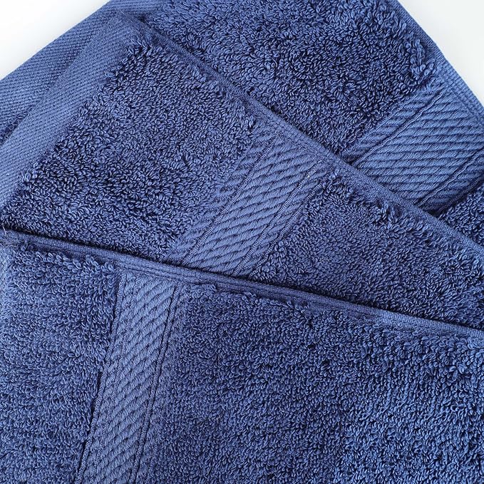SUPERIOR Egyptian Cotton Pile 9 Piece Towel Set, Includes 3 Bath, 3 Hand, 3 Face Towels/Washcloths, Ultra Soft Luxury Towels, Thick Plush Essentials, Guest Bath, Spa, Hotel Bathroom, Navy Blue