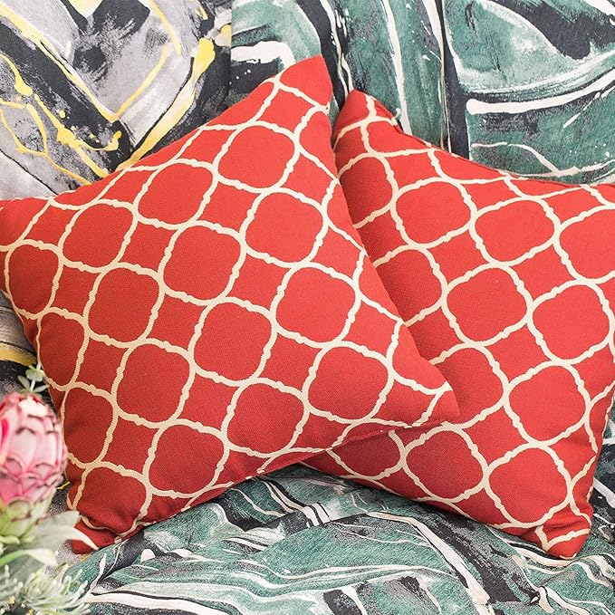 JMGBird Outdoor Pillows for Patio Furniture 18''x18'' Waterproof Decorative Patio Furniture Pillows Indoor Throw Pillows with Inserts, Square Throw Pillow for Couch, Bed, Sofa, Bench, Chair, Set of 2