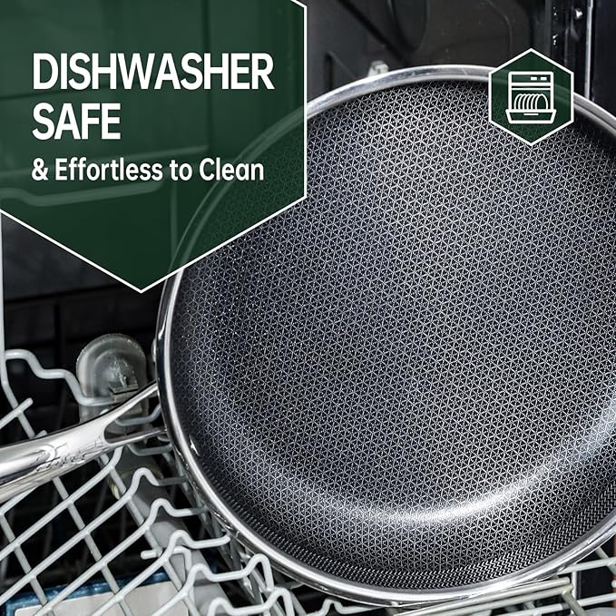 Nonstick 10 Inch Frying Pan, Hybrid Frying Pans Nonstick Stainless Steel Skillets Skillet with Stay-Cool Handle, Dishwasher & Oven Safe, PFOA Free Cookware Compatible with All Cooktops