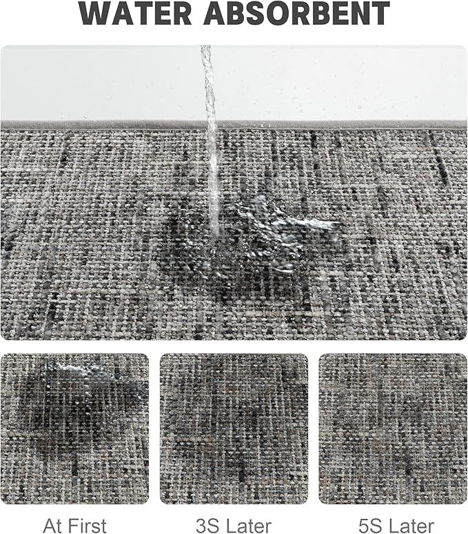 YIHOUSE Bathroom Rugs Sets 2 Pieces, Ultra Thin Non Slip Washable Bath Mat Sets, Absorbent Quick Dry Bath Mats for Bathroom Floor, Grey