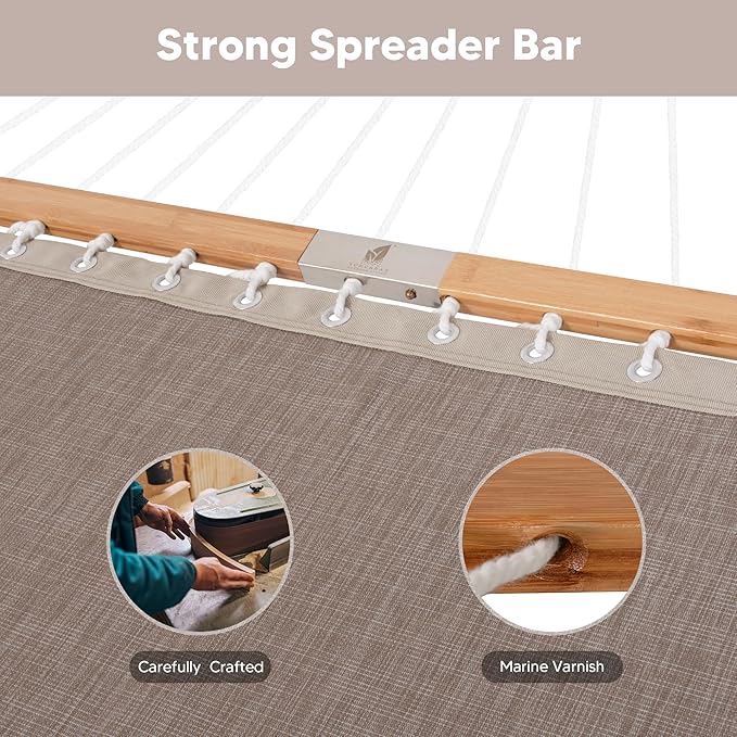 SUNCREAT Hammocks Outdoor Hammock with Spreader Bar, Poolside Portable Hammock for Outside, Coffee