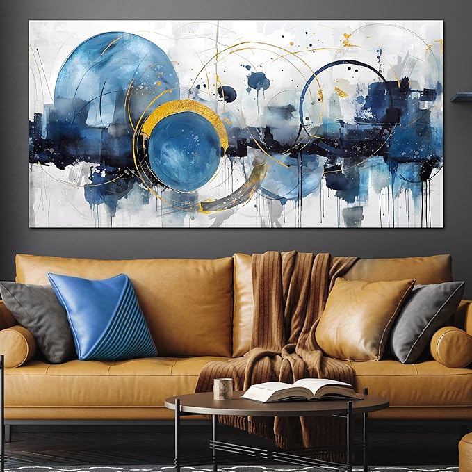ZHAOSHOP Modern Art Work for Wall Decor - Abstract Art Room Decor for Teens - Blue Pictures Wall Decor Ready to Hang Size 29" x 59"