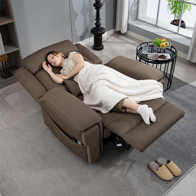 28 Inch Extra Wide Recliner Lay Flat 180°, Big Man 400lbs Oversized, Power Lift Recliner with Heat and Massage for Elderly, Large Heavy Duty Recliners with Cup Holders and Wireless Phone Charger