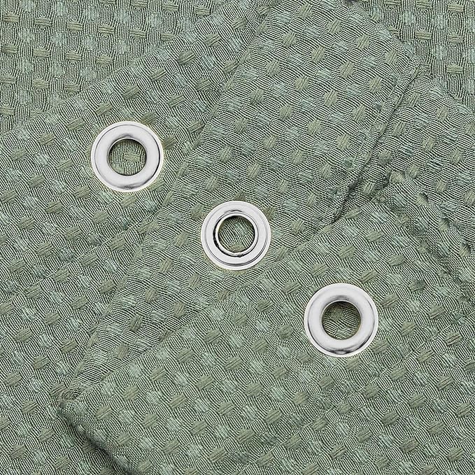 Barossa Design Sage Green Shower Curtain Waffle Weave - Hotel Luxury Heavyweight Thick Fabric Shower Curtains for Bathroom, Water Repellent, 71 x 72 inches