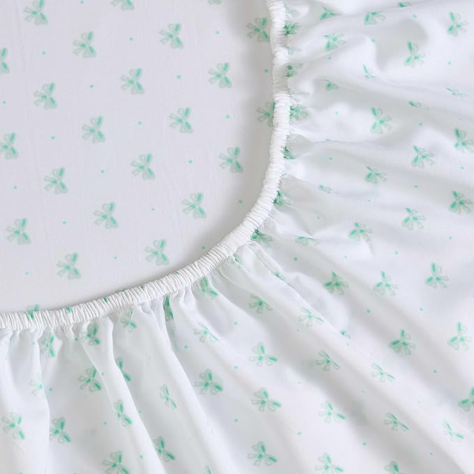 Laura Ashley Kids - Queen Sheet Set, Soft & Wrinkle-Resistant Toddler Bedding Set, Deep Pockets, Girl Bed Sheets with Matching Fitted Sheet & Pillowcases (Lovely Bows Blue)