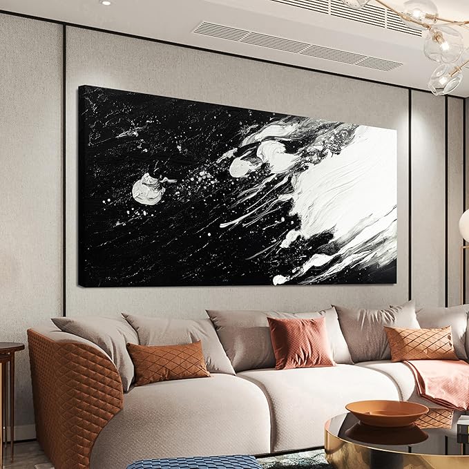 Canvas Wall Art Decor Modern Large Black and White Wall Art Prints Large Wall Art for Living Room Abstract Black Art Abstract Canvas Art Wall Decor Artwork for Walls Home Office Decor 29" X 58"