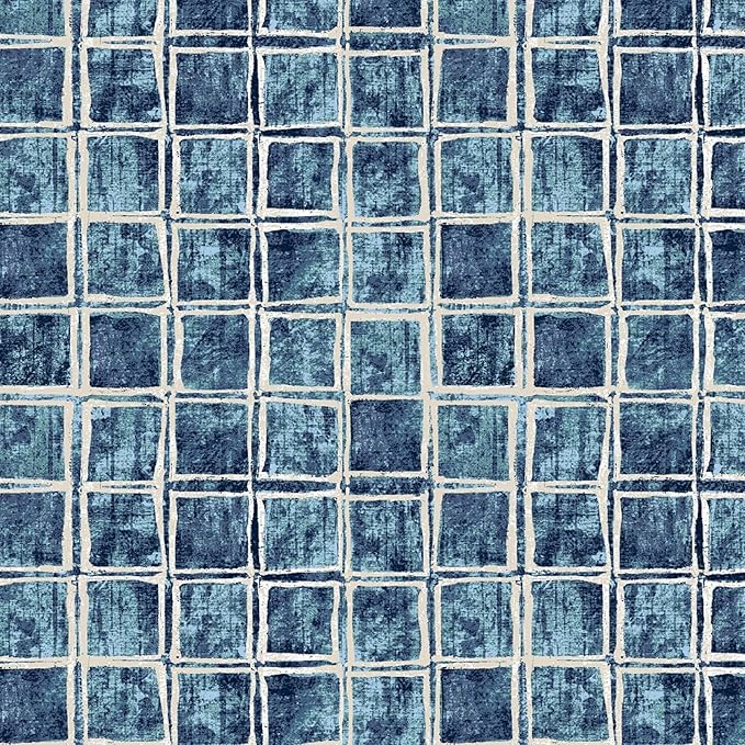 LVTXIII Outdoor Throw Pillows Set of 2, Patio Waterproof Pillows Fade Resistant Accent Pillows for Home and Garden Furniture Decoration, 16x16 Inch, Denim Blue Checkered