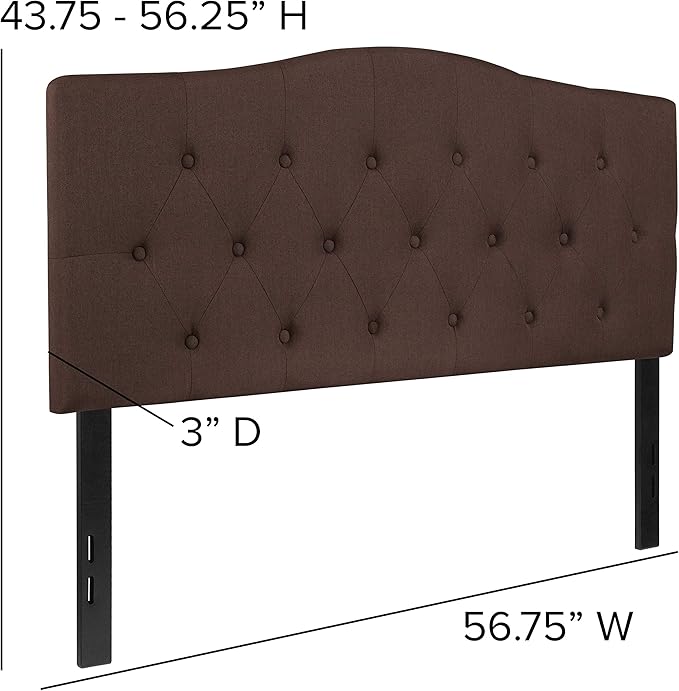 Flash Furniture Cambridge Tufted Upholstered Full Size Headboard in Dark Brown Fabric