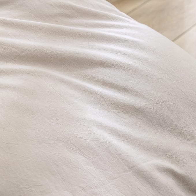 BESTOUCH Duvet Cover Set 100% Washed Cotton Linen Feel Super Soft Comfortable Chic Lightweight 3 PCs Home Bedding Set Solid Linen Grey Super King