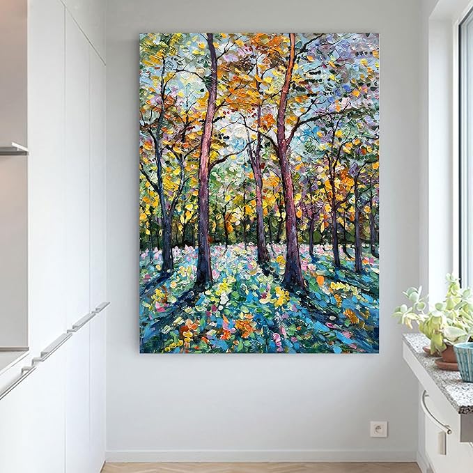 Art 40x28 inch Hand-Painted Abstract Forest Landscape Oil Painting Modern Art Wall Decoration