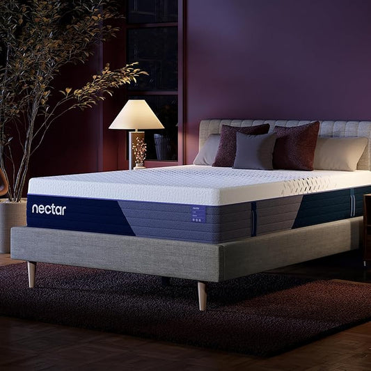 Nectar Luxe Hybrid 14” Twin Mattress - Medium Firm - Memory Foam & Innerspring Coils - Cooling Fibers - 3” Pressure Relief Layer - Mattress in a Box - 365-Night Trial & Forever Warranty