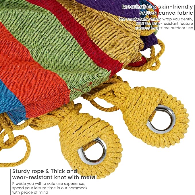 Lazy Daze Hammocks Double Hammock with 9 ft Space-Saving Steel Stand Includes Portable Carrying Case, 450 Pounds Capacity (Purple Stripes)