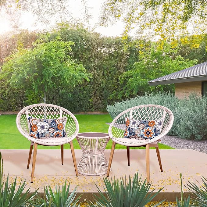 JMGBird 12×20 Inch Outdoor Lumbar Pillows Pack of 2 Waterproof Throw Pillows with Insert Rectangular Decorative Garden Cushion for Home Furniture Patio Coach Sofa