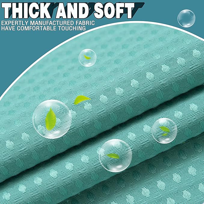 Conbo Mio No Hook Green Waffle Weave Shower Curtain with Snap in Liner Set, Hotel Luxury Shower Curtains for Bathroom with See Through Top Window, Waterproof, Washable 71W x 74H