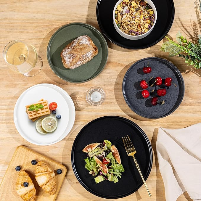 GBHOME Ceramic Dinnerware Sets for 8, Stoneware Plates and Bowls Sets,Chip and Scratch Resistant Dishes,Dishwasher & Microwave& Oven Safe Dishes sets,Reactive Glaze-Colorful