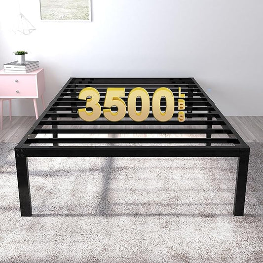 18 Inch Tall 3500lbs Heavy Duty Bed Frame Metal Platform/Maximum Storage/Mattress Foundation/Steel Slats Support/Noise Free/Box Spring Replacement,Twin