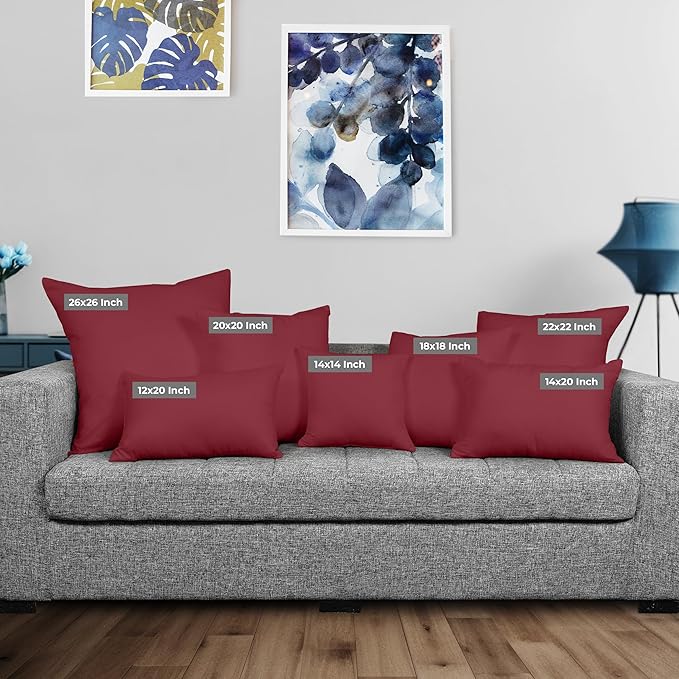 Utopia Bedding Throw Pillows Insert (Pack of 2, Wine Red) - 18 x 18 Inches Bed and Couch Pillows - Indoor Decorative Pillow