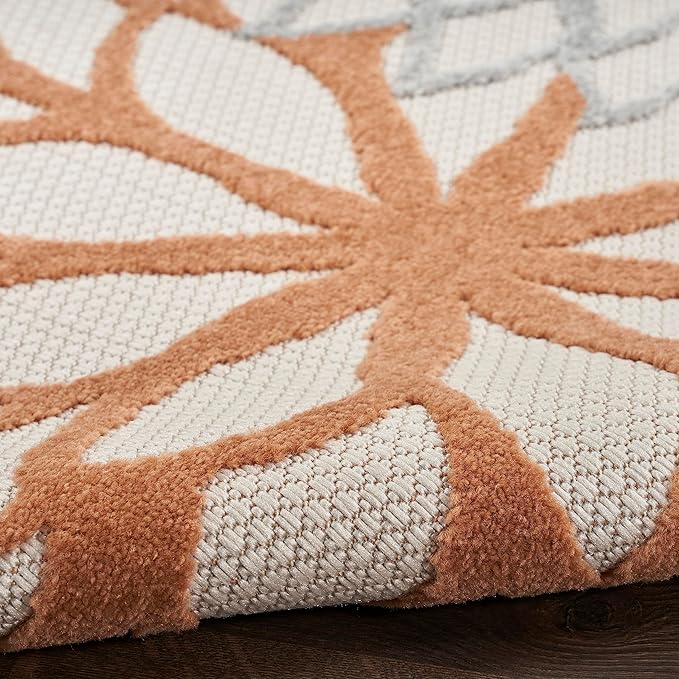 Nourison Home Aloha 63x63 Outdoor Polypropylene Fabric Rug in Ivory/Multi-Color