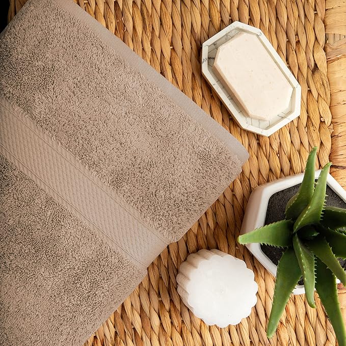 Superior Egyptian Cotton Pile 10 Piece Towel Set, Includes 2 Bath, 4 Hand, 4 Face Towels/Washcloths, Ultra Soft Luxury Towels, Thick Plush Essentials, Guest Bath, Spa, Hotel Bathroom, Latte