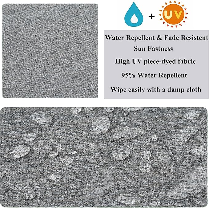 FUNHOME Outdoor Indoor Throw Pillows 18”x18”, Set of 2 Decorative Throw Pillows with Inserts, All Weather Water-Repellent Square Pillows for Bed, Couch, Sofa and Patio Furniture-Grey