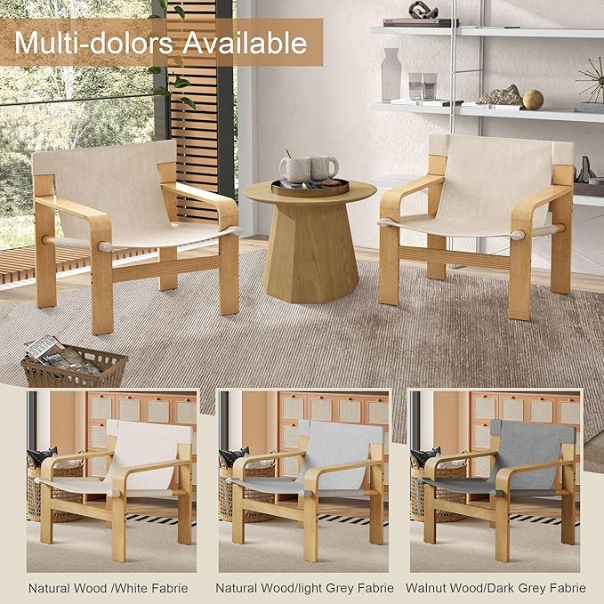 Mid-Century Accent Chair with Wide Armrest & Solid Wood Frame, Detachable and Washable Armchair, Modern Living Room Reading Chairs for Bedroom Sunroom Bedroom Balcony