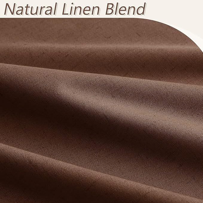 Guken Blackout Curtains 120 Inch Length 2 Panels Set for Living Room Bedroom Back Tab Thermal Insulated 100% Black Out Linen Drapes Room Darkening Window Curtains 120 Inches Long,Rustic Brown